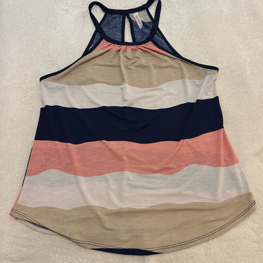 Chocolate Navy and Pink Striped Tank Top